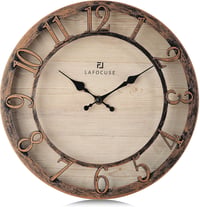 Lafocuse Vintage Falióra - 30 cm Barna Retró Dizájn, 3D Számokkal, Zajtalan Szerkezet, Shabby Chic Antik Dekoráció Nappaliba, Hálószobába 1