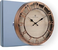Lafocuse Vintage Falióra - 30 cm Barna Retró Dizájn, 3D Számokkal, Zajtalan Szerkezet, Shabby Chic Antik Dekoráció Nappaliba, Hálószobába 7