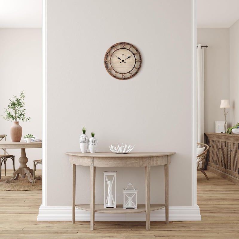 Lafocuse Vintage Falióra - 30 cm Barna Retró Dizájn, 3D Számokkal, Zajtalan Szerkezet, Shabby Chic Antik Dekoráció Nappaliba, Hálószobába