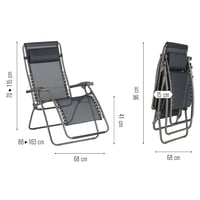 Lafuma Mobilier Zero Gravity RSXA podstavljena stolica za opuštanje - sklopiva vrtna i terasna ležaljka - Batyline tkanina - višepoložajna ležaljka za sunčanje 3