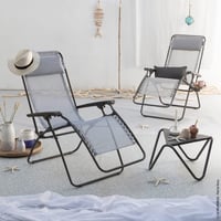 Lafuma MOBILIER Zero Gravity RT 2 Relaxačné kreslo - Skladacie záhradné ležadlo s tkaninou Batyline, viacpolohové, Francúzsko - sivá (Anthracite) 6