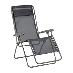 Șezlong pliant cu gravitație zero Lafuma MOBILIER RT 2 cu țesătură Batyline, gri - Cotieră ruptă (stare: vezi a 2-a imagine)