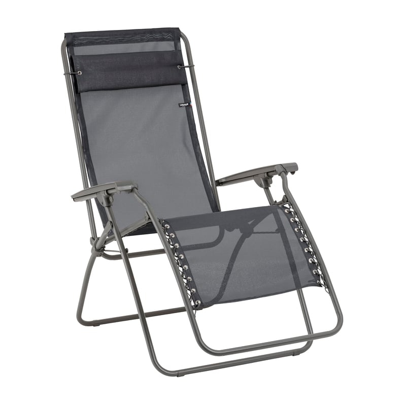 Lafuma MOBILIER Zero Gravity RT 2 Relaxačné kreslo - Skladacie záhradné ležadlo s tkaninou Batyline, viacpolohové, Francúzsko - sivá (Anthracite)
