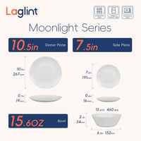 LaGlint 18 részes fehér opál üveg étkészlet 6 személyre tányérokkal és tálakkal 2