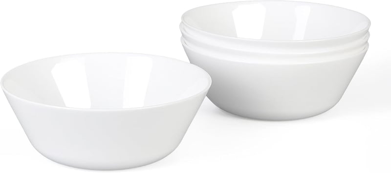 LaGlint 460 ml Müzlis Tálak, Fehér, 4 Darabos Szett, Opál Üveg, Mikróhullámú és Mosogatógépben Mosható
