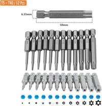 Lahviuu Torx Csavarhúzó Készlet 12 Részes Mágneses Csillag Fejű 50mm 2