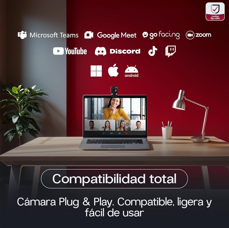Laia PC Pro FHD Webkamera - Full HD 1080p Videókonferenciához, USB-C Csatlakozás, 30fps, Autofókusz, Minimál Dizájn, PC/Mac Kompatibilis