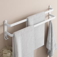 Laimew 80 cm vešiak na uteráky bez vŕtania, biely dvojitý nástenný držiak na uteráky do kúpeľne a kuchyne 7