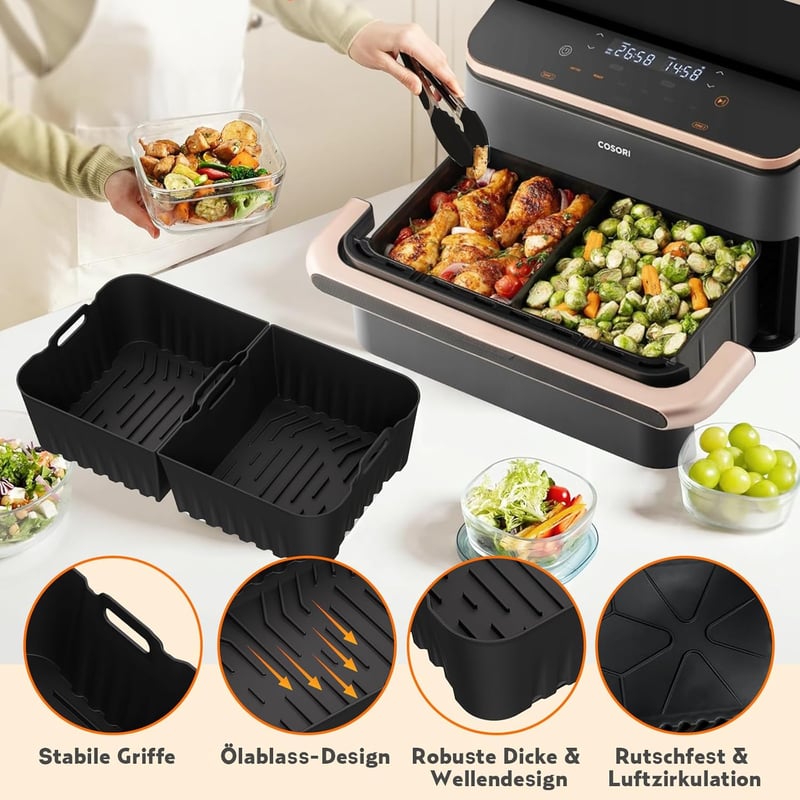 LAISLLA Cosori Dual Blaze Twinfry XXL szilikon forma 2x5L légfriteusz kiegészítő