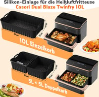 LAISLLA Cosori Dual Blaze Twinfry XXL szilikon forma 2x5L légfriteusz kiegészítő 2