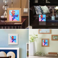 LAISU Set za slikanje po brojevima s okvirom za djecu i početnike, 20x20 cm Super Bros set za slikanje, DIY platno s kistom i akrilnim bojama za dječake i djevojčice za dekoraciju doma 7