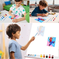 LAISU Set za slikanje po brojevima s okvirom za djecu i početnike, 20x20 cm Super Bros set za slikanje, DIY platno s kistom i akrilnim bojama za dječake i djevojčice za dekoraciju doma 6