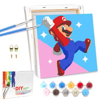 LAISU Set za slikanje po brojevima s okvirom za djecu i početnike, 20x20 cm Super Bros set za slikanje, DIY platno s kistom i akrilnim bojama za dječake i djevojčice za dekoraciju doma 1