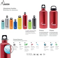 Hliníková fľaša Laken Futura s úzkym hrdlom, skrutkovacím uzáverom a krúžkom, 1,5 l, žulovo sivá 2