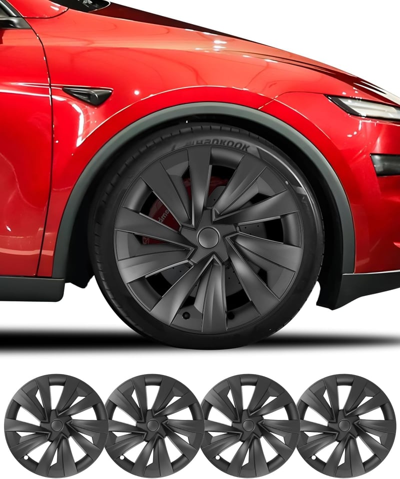 LALAIJDOU 4db 19 Colos Kerékagy Sapka Tesla Model Y Matte Black