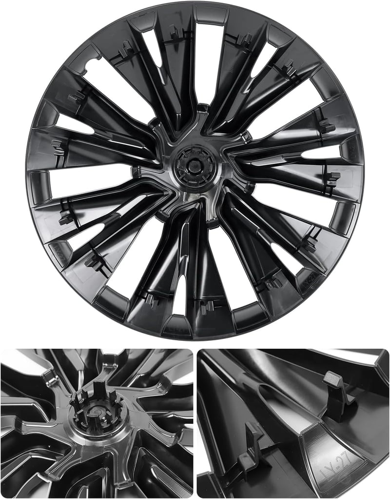 LALAIJDOU 4db 19 Colos Kerékagy Sapka Tesla Model Y Matte Black 2019-2024