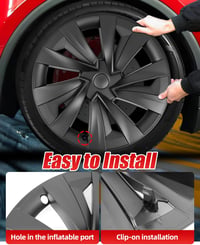 LALAIJDOU 4db 19 Colos Kerékagy Sapka Tesla Model Y Matte Black 6