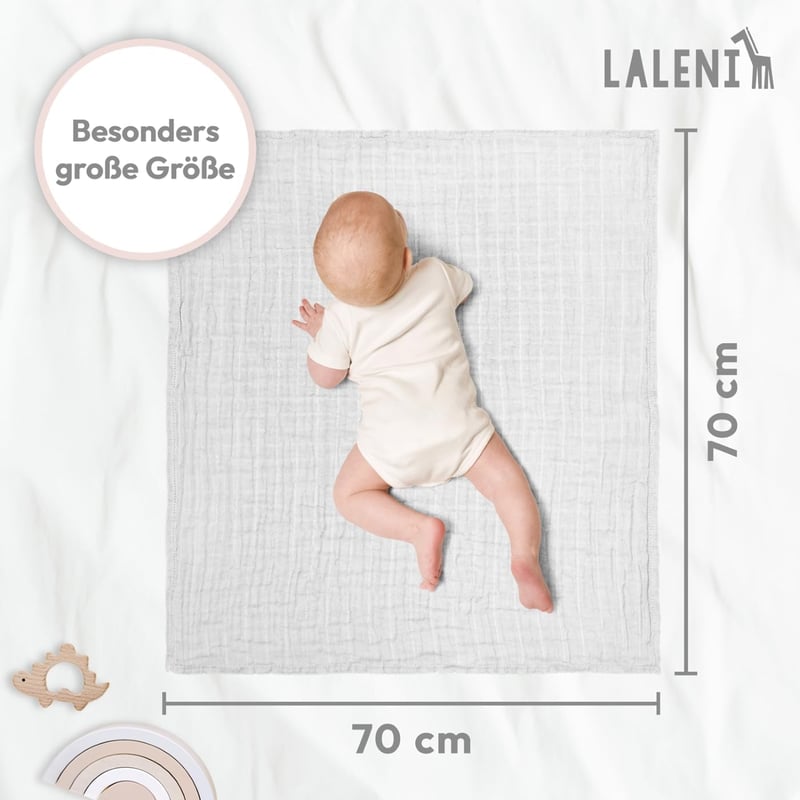 Laleni 10 darabos pamut kiságy kendő szett 70x70 cm fehér muslin
