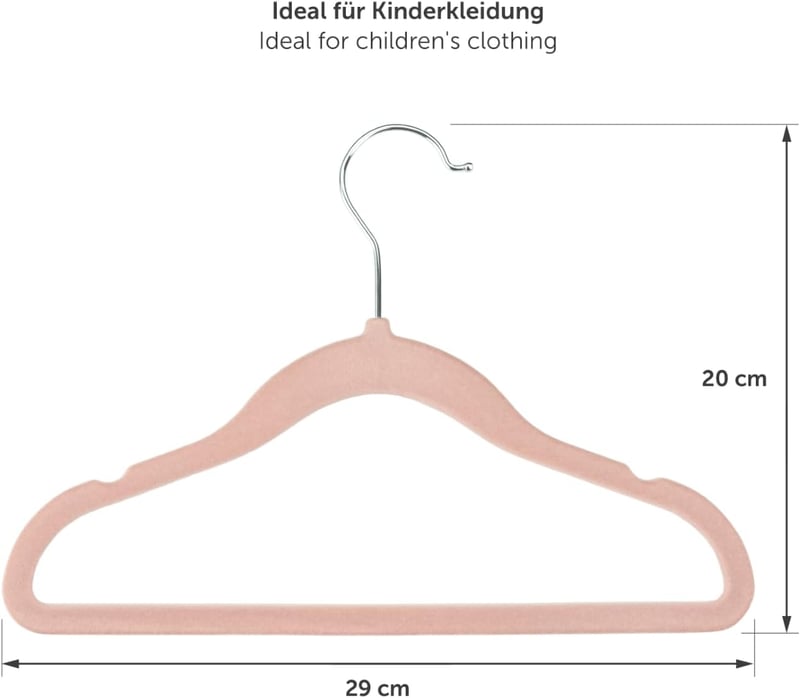 Laleni gyerekruha akasztó 30 db szett, csúszásmentes baba akasztó, rózsaszín bársony