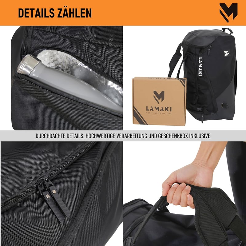 lamaki Sporttáska Hátizsák 32L - Multifunkcionális Utazótáska Kézipoggyász Méretben - Unisex Sport és Utazás Táska