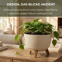 Lamela Okrugla Tegla za cvijeće s nogama, prugasta plastika, Ø 29 cm x 18,3 cm, 9,3 L, krem boje, za unutarnju i vanjsku upotrebu, s umetkom za drenažu 3