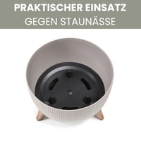 Lamela Okrugla Tegla za cvijeće s nogama, prugasta plastika, Ø 29 cm x 18,3 cm, 9,3 L, krem boje, za unutarnju i vanjsku upotrebu, s umetkom za drenažu 8