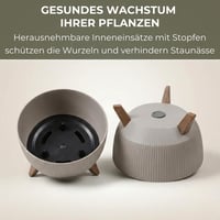 Lamela Okrugla Tegla za cvijeće s nogama, prugasta plastika, Ø 29 cm x 18,3 cm, 9,3 L, krem boje, za unutarnju i vanjsku upotrebu, s umetkom za drenažu 6