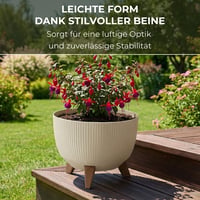 Lamela Okrugla Tegla za cvijeće s nogama, prugasta plastika, Ø 29 cm x 18,3 cm, 9,3 L, krem boje, za unutarnju i vanjsku upotrebu, s umetkom za drenažu 4