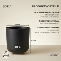 Ghiveci de flori rotund Lamela cu picioare, plastic, Ø 24 cm, 10 L, pentru interior și exterior, negru 2