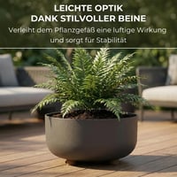 Okrúhly kvetináč Lamela s nožičkami, Ø 30 cm, 7,7 l, antracitový, plast odolný voči UV žiareniu a mrazu, na vnútorné aj vonkajšie použitie, minimalistický dizajn 4