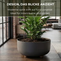 Okrúhly kvetináč Lamela s nožičkami, Ø 30 cm, 7,7 l, antracitový, plast odolný voči UV žiareniu a mrazu, na vnútorné aj vonkajšie použitie, minimalistický dizajn 3