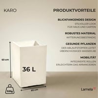 Plastový kvetináč Lamela s kolieskami 60 cm 36 l krémový s betónovým vzhľadom | Na vnútorné aj vonkajšie použitie s odtokovým systémom, odolný voči poveternostným vplyvom 2