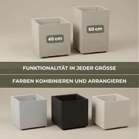 Plastový kvetináč Lamela s kolieskami 60 cm 36 l krémový s betónovým vzhľadom | Na vnútorné aj vonkajšie použitie s odtokovým systémom, odolný voči poveternostným vplyvom 7