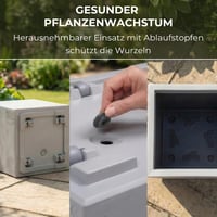 Plastový kvetináč Lamela s kolieskami 60 cm 36 l krémový s betónovým vzhľadom | Na vnútorné aj vonkajšie použitie s odtokovým systémom, odolný voči poveternostným vplyvom 6