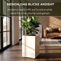 Plastový kvetináč Lamela s kolieskami 60 cm 36 l krémový s betónovým vzhľadom | Na vnútorné aj vonkajšie použitie s odtokovým systémom, odolný voči poveternostným vplyvom 3