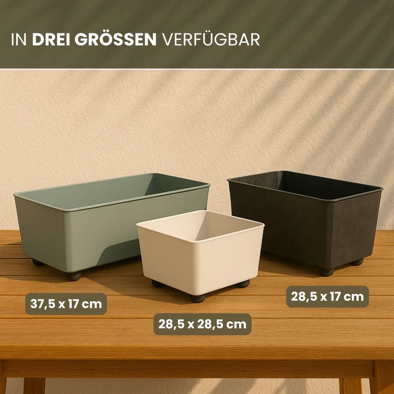 LAMELA Téglalap alakú virágcserép 37x17 cm, 6L, szürke-zöld, időjárásálló