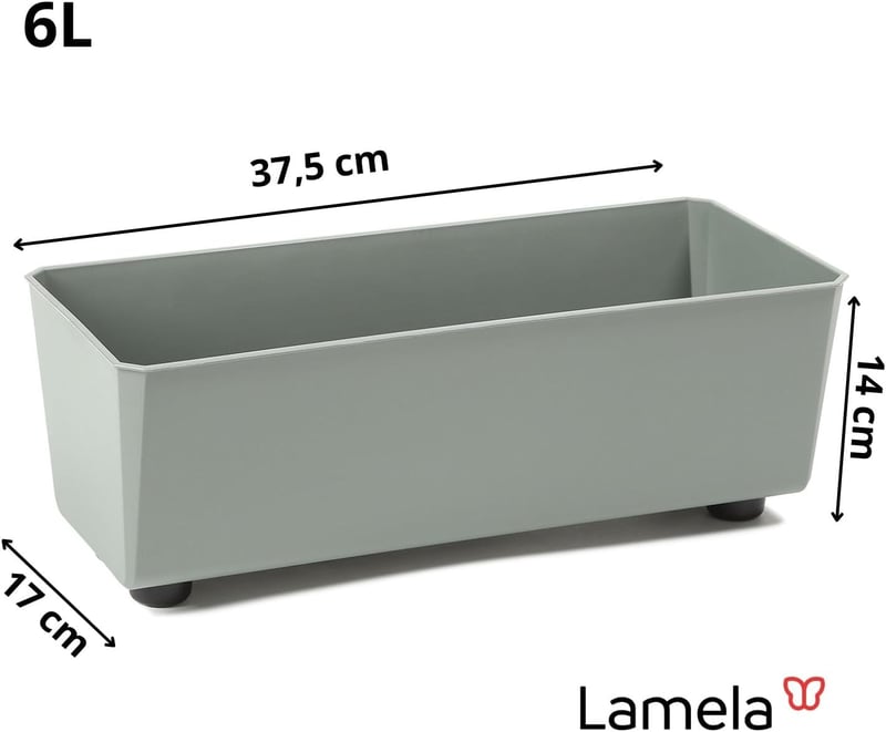LAMELA Téglalap alakú virágcserép 37x17 cm, 6L, szürke-zöld, időjárásálló