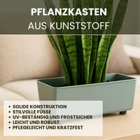 LAMELA Téglalap alakú virágcserép 37x17 cm, 6L, szürke-zöld, időjárásálló 2