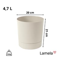 Lamela tegla za cvijeće s integriranim podloškom, širina 20 cm, 4,7 L, bež, za unutarnju i vanjsku upotrebu, otporna na vremenske uvjete i jednostavna za održavanje 2