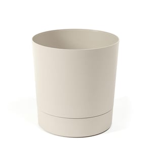 Ghiveci de flori Lamela cu farfurie integrată, 20 cm lățime, 4,7 L, bej, pentru utilizare în interior și exterior, rezistent la intemperii și ușor de întreținut