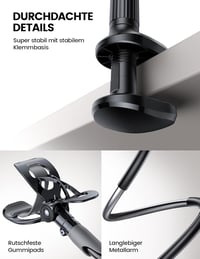 Lamicall Flexibilis Telefontartó Ágyhoz - Gömbnyakú Mobiltelefon Tartó - -Black 6