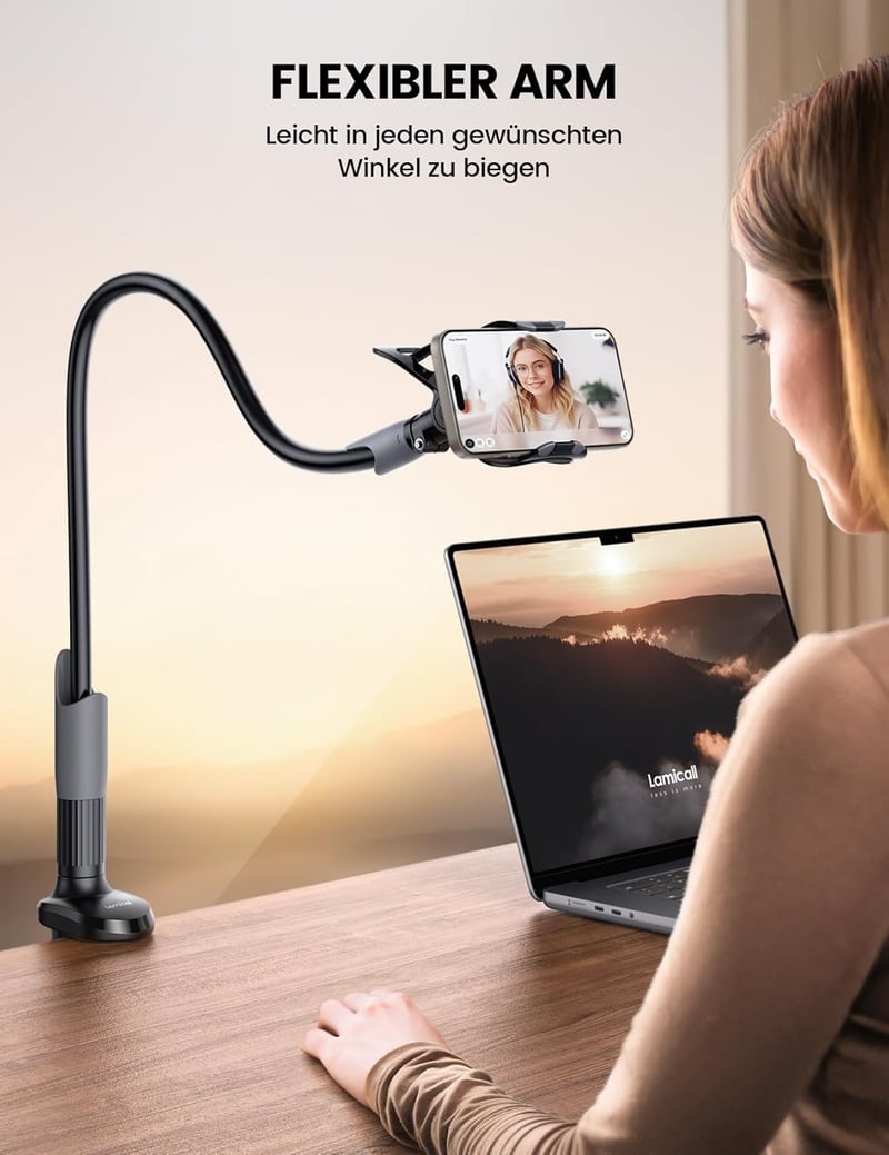 Lamicall Flexibilis Telefontartó Ágyhoz - Gömbnyakú Mobiltelefon Tartó - -Black