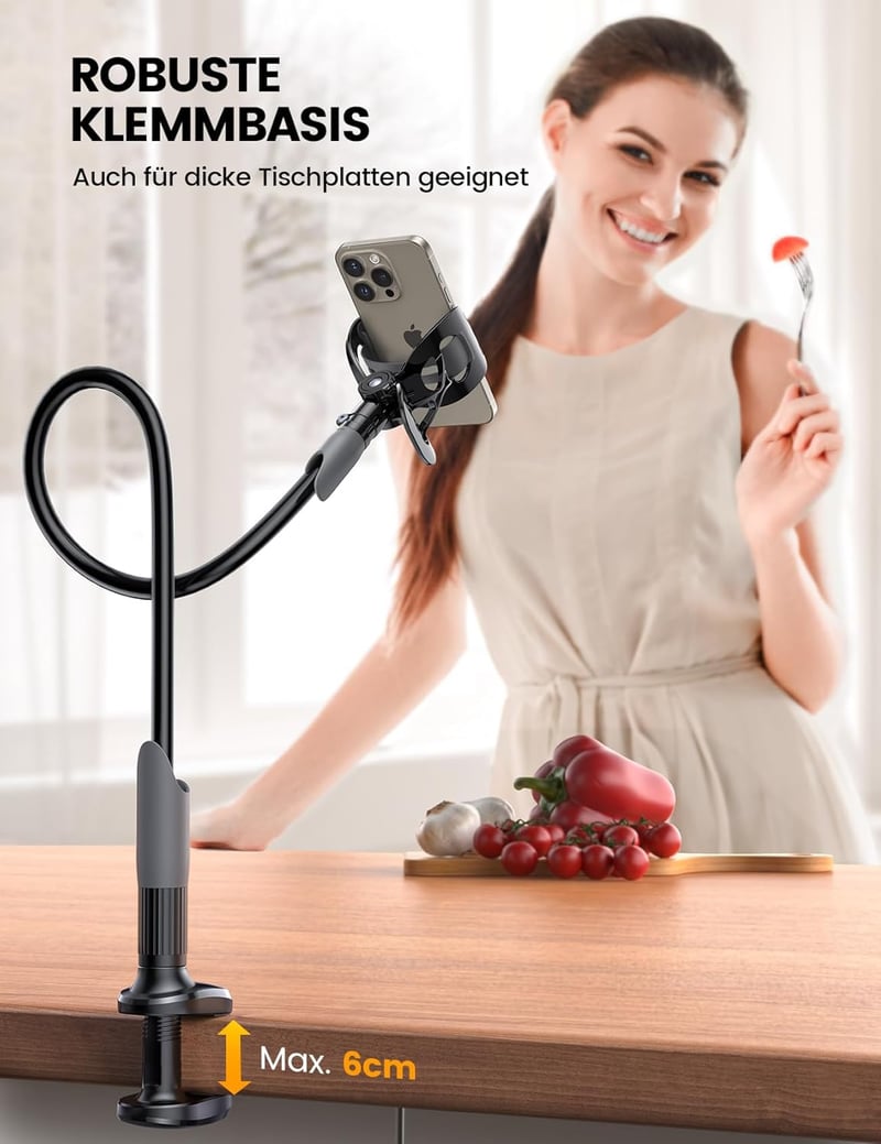 Lamicall Flexibilis Telefontartó Ágyhoz - Gömbnyakú Mobiltelefon Tartó - -Black