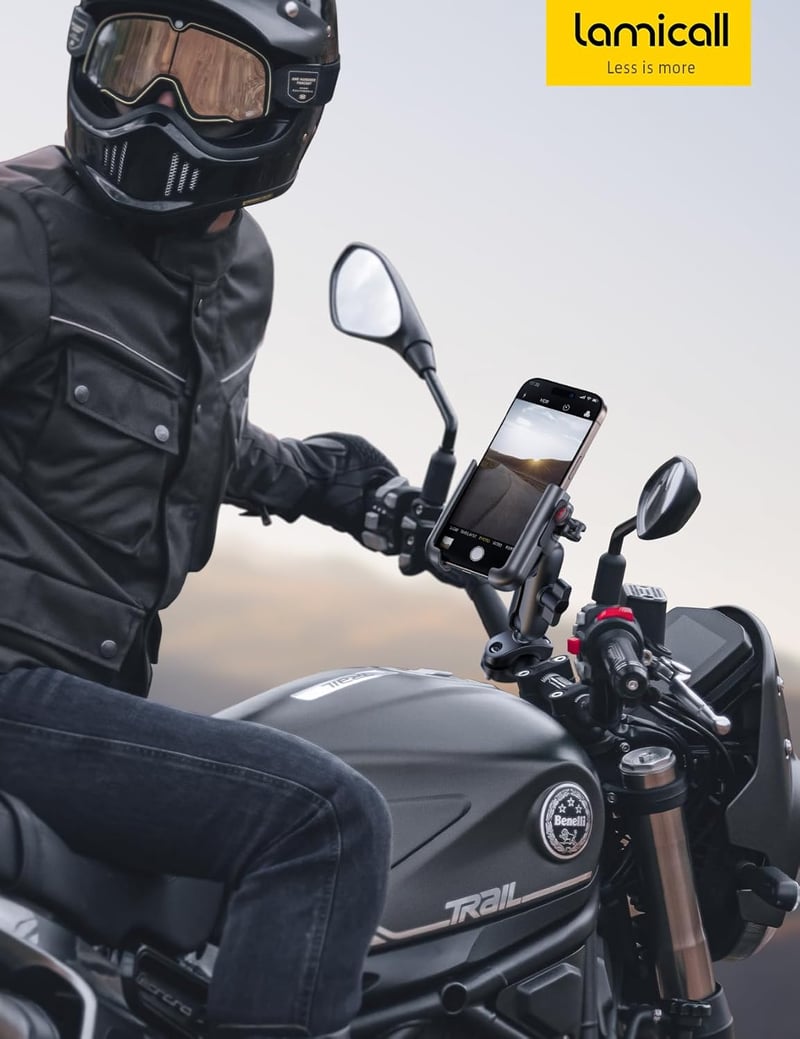 Lamicall Motorkerékpár és Kerékpár Telefontartó Fém Vibráció Csillapítás - black