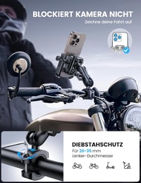 Lamicall Motorkerékpár és Kerékpár Telefontartó Fém Vibráció Csillapítás - black 4