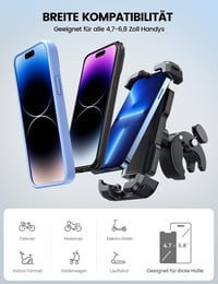 Držiak na mobil na motorku a bicykel Lamicall s rýchloupínaním, univerzálny držiak na smartfón na motocykel a bicykel 5