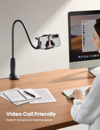 Suport de telefon cu braț lung flexibil Lamicall pentru pat, bază cu clemă de 80 mm, rotație 360° - negru 3