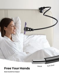 Suport de telefon cu braț lung flexibil Lamicall pentru pat, bază cu clemă de 80 mm, rotație 360° - negru 4