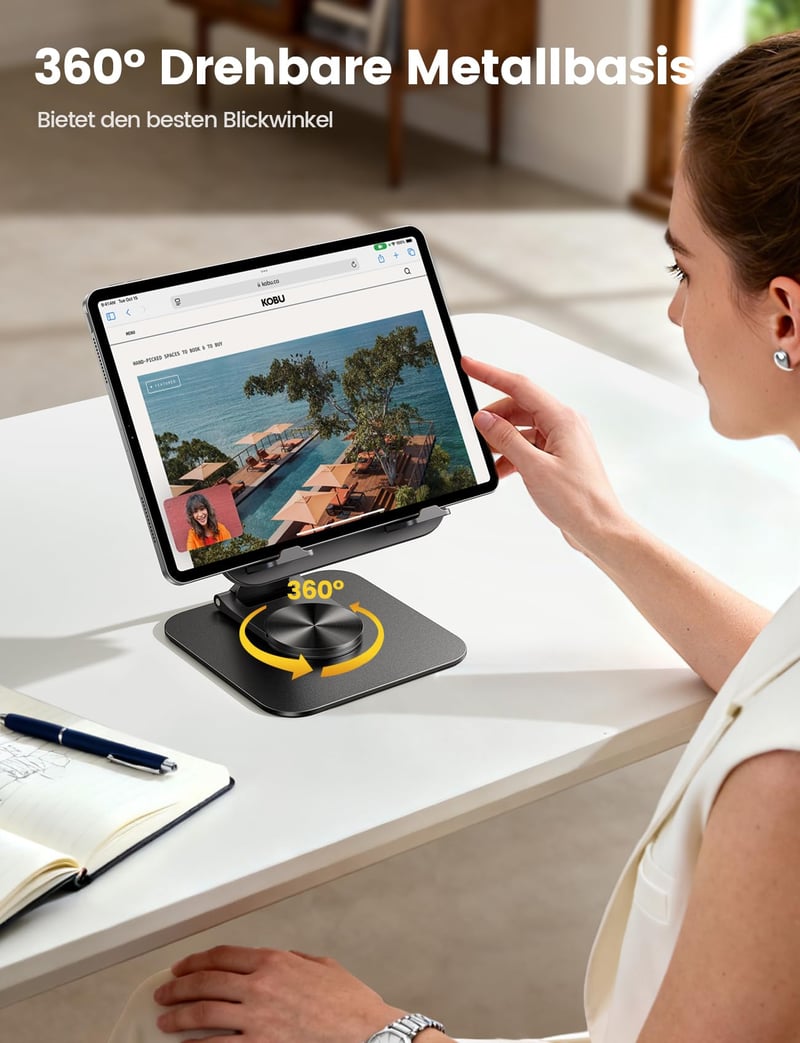 Lamicall Tablet Asztali Állvány 360°-ban Forgatható, Univerzális Táblagép Tartó – — kisebb karcok a felületen (állapot: lásd a 2. képet)