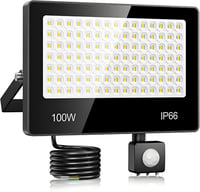 LAMLAMCK 100W LED Kültéri Reflektor Mozgásérzékelővel, 10000 Lm, IP66 Vízálló 1
